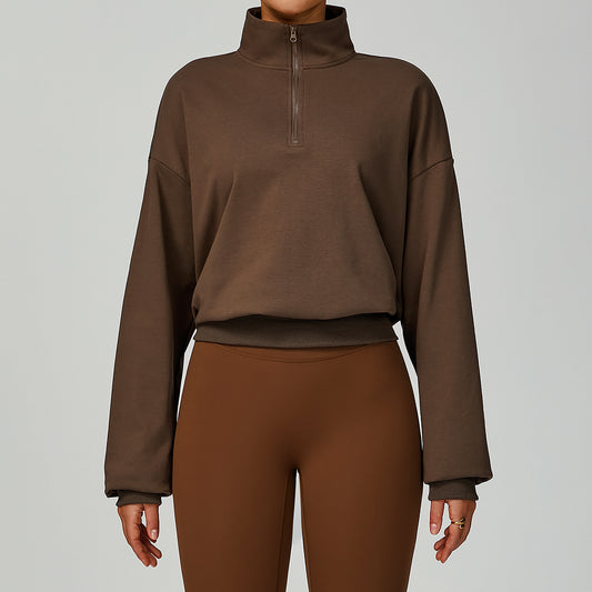 Autumn Winter Zipper Sweater Casual Loose Windproof Warm All Matching Sweater Women Running Fitness Sportswear