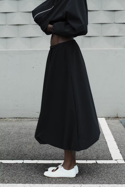 Women Clothing Autumn Balloon Elastic Waist Skirt - Wanita Store