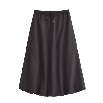 Women Clothing Autumn Balloon Elastic Waist Skirt - Wanita Store
