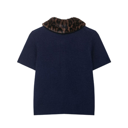 Women Animal Print Neckline Knitted Coat - Wanita Store