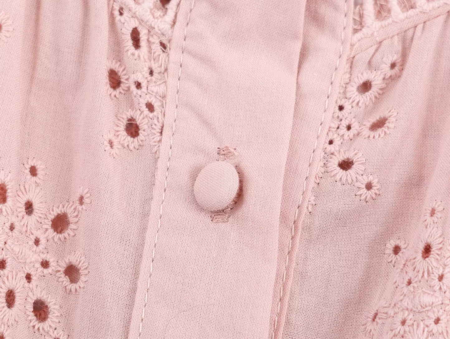 Women Clothing Casual Hollow Out Cutout Embroidered Shirt