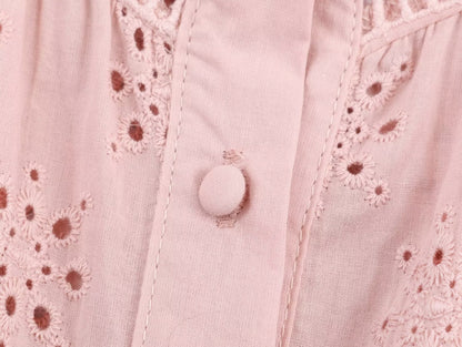 Women Clothing Casual Hollow Out Cutout Embroidered Shirt