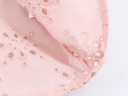 Women Clothing Casual Hollow Out Cutout Embroidered Shirt