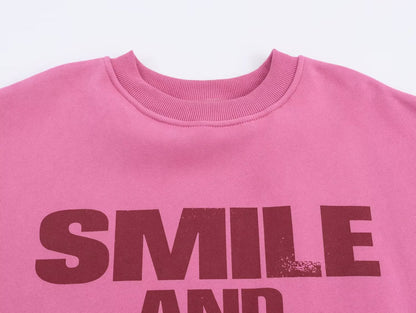 Women Clothing Autumn Winter Casual All Match round Neck Loose Printed Sweatshirts - Wanita Store