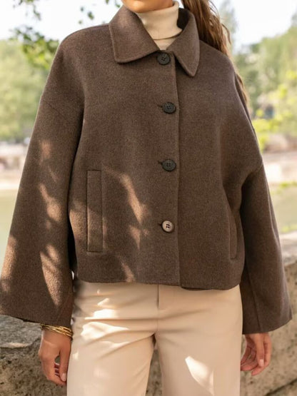 Autumn Women Clothing Design Casual All Matching Woolen Short Coat - Wanita Store