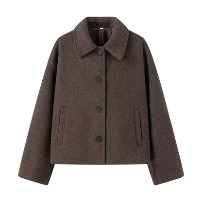 Autumn Women Clothing Design Casual All Matching Woolen Short Coat - Wanita Store