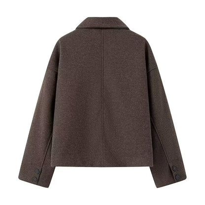 Autumn Women Clothing Design Casual All Matching Woolen Short Coat - Wanita Store