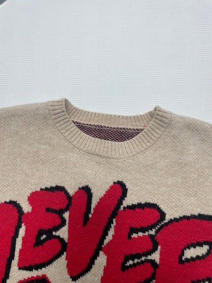 Women High Elastic Loose Long Sleeve Letters Pullover Knitted Sweater - Wanita Store