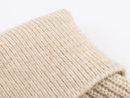 Irregular Asymmetric Turtleneck Long Sleeved Sweater Women Winter Furry Stitching Loose Sweater Top - Wanita Store