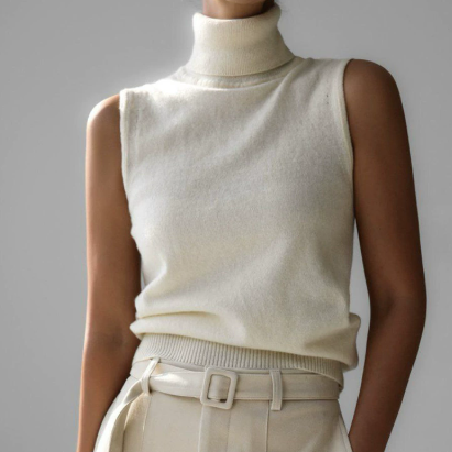 Knitted Sleeveless Vest Autumn High Neck Vest Sweater Minimalist Vest Top Women - Wanita Store