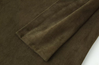 Early Autumn Women Clothing French Suede Leather Mid-Length Irregular Asymmetric Dress - Wanita Store