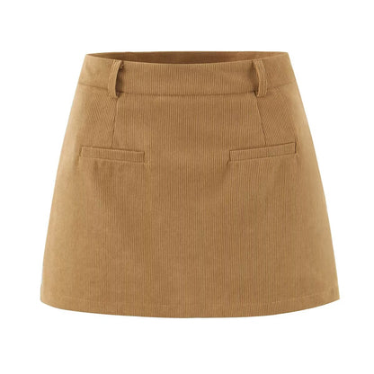 Autumn Retro Corduroy Sexy High Waist Hip with Safety Pants Skirt - Wanita Store