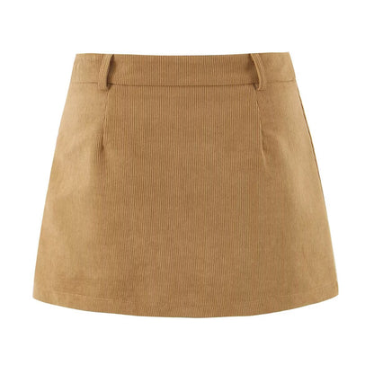 Autumn Retro Corduroy Sexy High Waist Hip with Safety Pants Skirt - Wanita Store