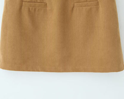 Autumn Retro Corduroy Sexy High Waist Hip with Safety Pants Skirt - Wanita Store