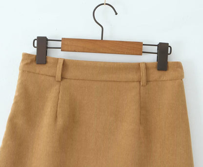 Autumn Retro Corduroy Sexy High Waist Hip with Safety Pants Skirt - Wanita Store