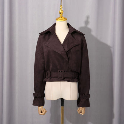 Personalized Street Coat Women Autumn Trendy Collared Retro Slim Short Coat - Wanita Store