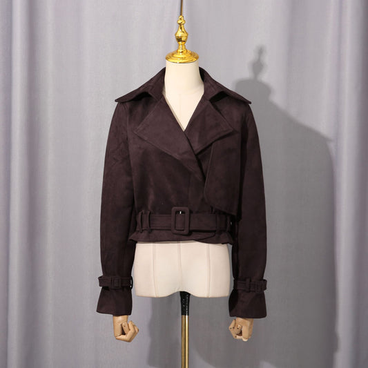 Personalized Street Coat Women Autumn Trendy Collared Retro Slim Short Coat