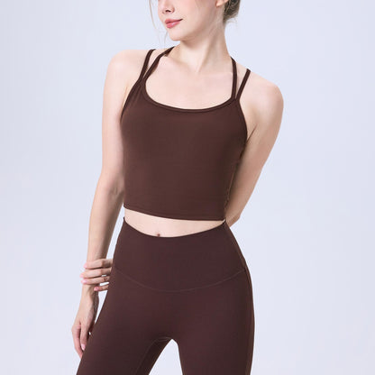 Nude Feel Water Drop Beauty Back Quick Drying Sports Underwear Women Shockproof Outer Wear Running Bra Fitness Yoga Wear Vest - Wanita Store