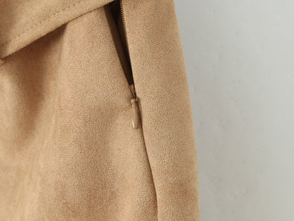 Autumn Vintage Belt Slim Fit Sheath A line Skirt with Safety Pants Skirt - Wanita Store