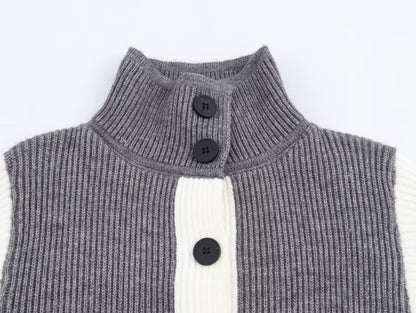 Autumn Women Casual Loose All Matching Color Stitching Knitted Cardigan - Wanita Store