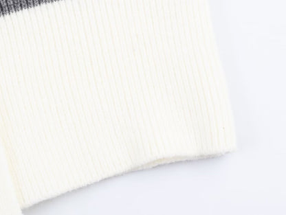 Autumn Women Casual Loose All Matching Color Stitching Knitted Cardigan - Wanita Store