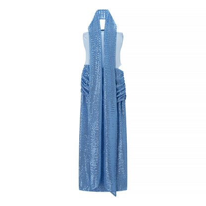 Autumn Entry Lux Sequined Ribbon Sleeveless Tube Top Cocktail Dress - Wanita Store
