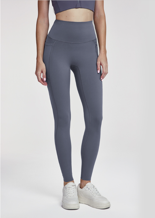 Antibacterial Yoga Trousers Women Skin Friendly Nude Feel High Waist Workout Leg Cut Peach Hip Sports Pants