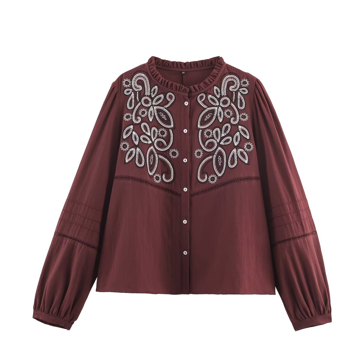Ropa de mujer Camisa casual con bordado en el pecho