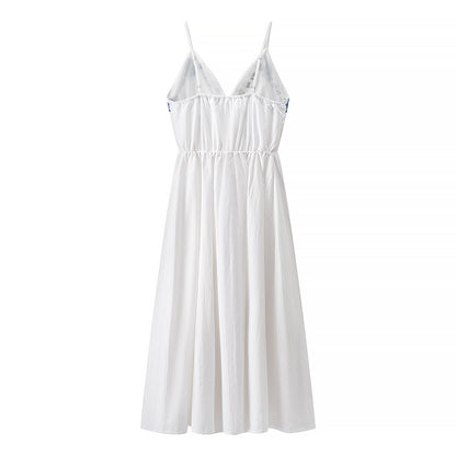 Vestido maxi de playa de vacaciones con túnica fresca dulce de industria pesada bordada de otoño