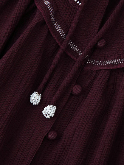 Chemise à manches longues décontractée brodée et perlée pour femme