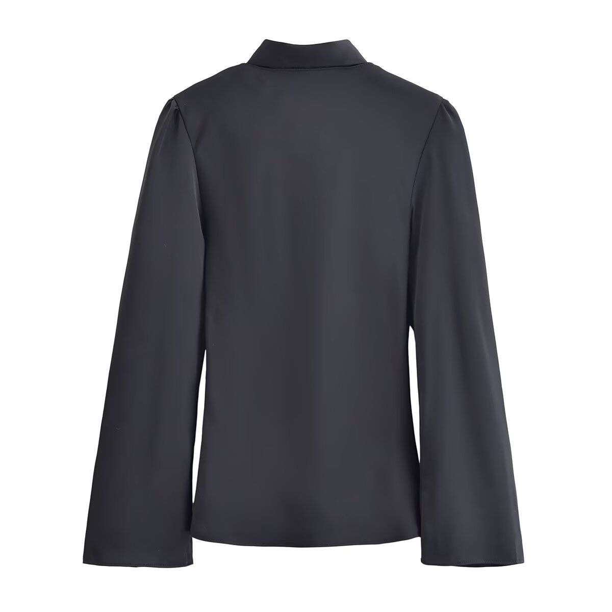Women Clothing Winter Elegant Silk Satin Texture V neck Scarf Shirt - Wanita Store