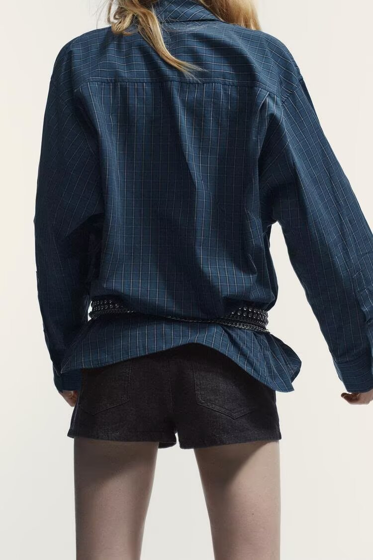 Women Clothing Cotton Scarf Plaid Shirt - Wanita Store