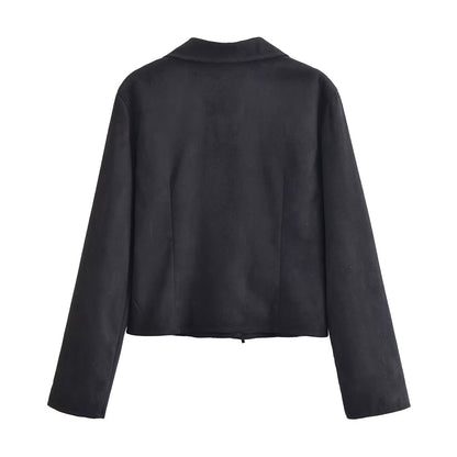 Women Clothing Winter Graceful Fashionable Suede Effect Long Sleeve Lace up Shirt - Wanita Store