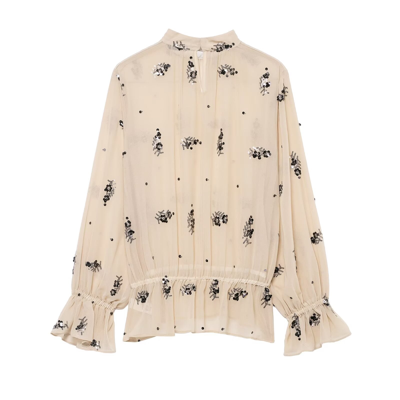 Winter Fashionable Temperamental All Match Sequin Translucent Shirt - Wanita Store