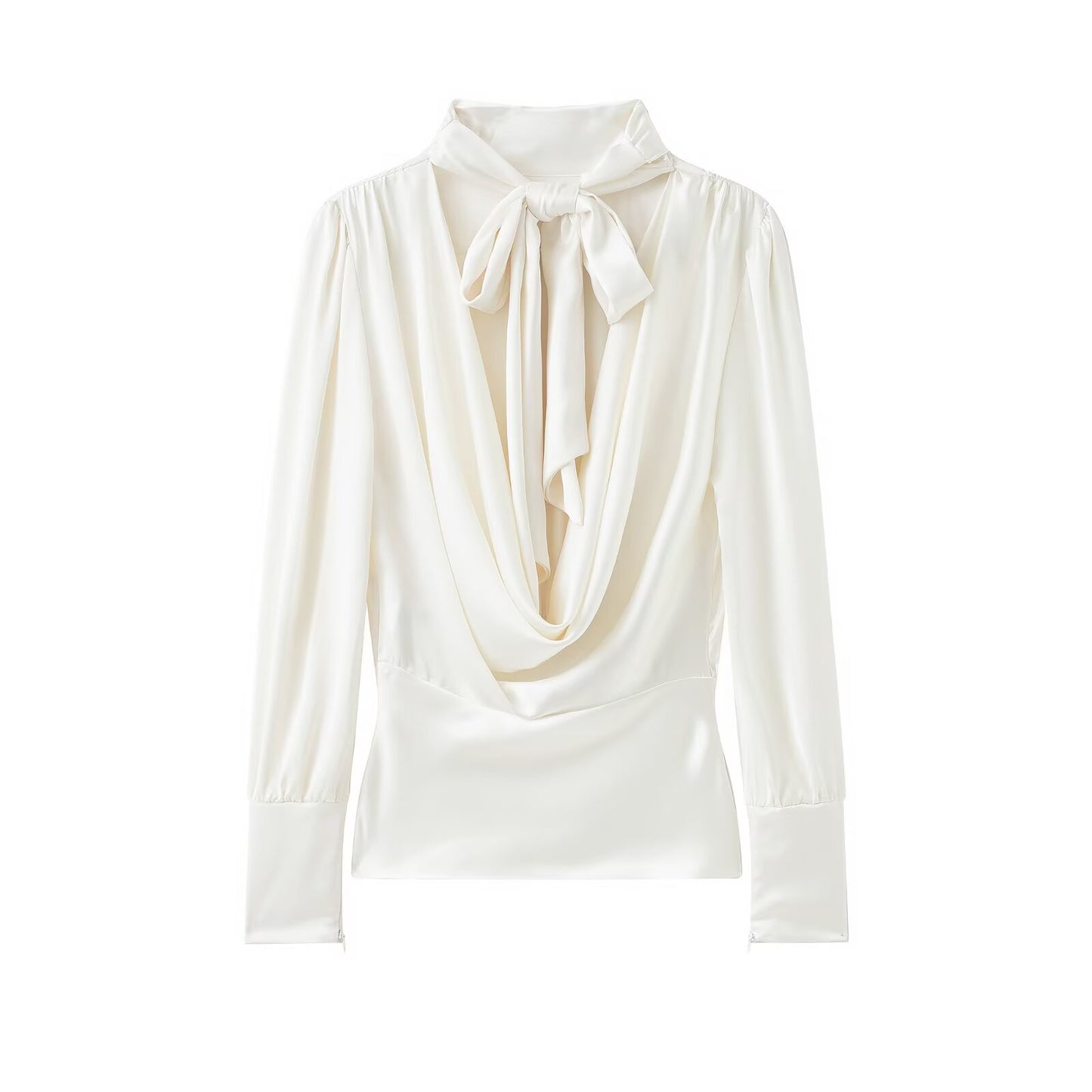 Women Clothing Top Product Silk Satin Texture Bowknot Decoration Backless Shirt - Wanita Store