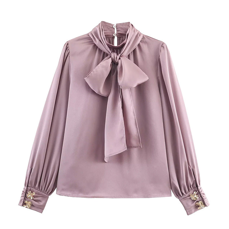 French Intellectual High Grade Lace up Shirt Autumn Minority All Match Shirt for Women - Wanita Store