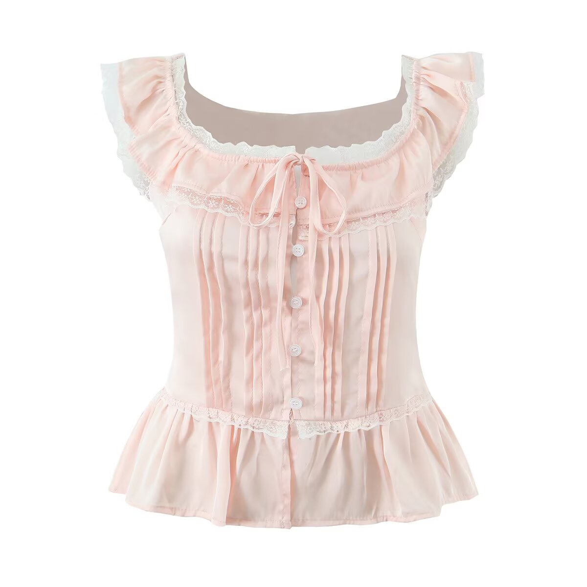 Atmosphere Lace Sleeveless Small Top Niche Lace up Waist Tight Sexy Short Sexy Shirt Vest - Wanita Store