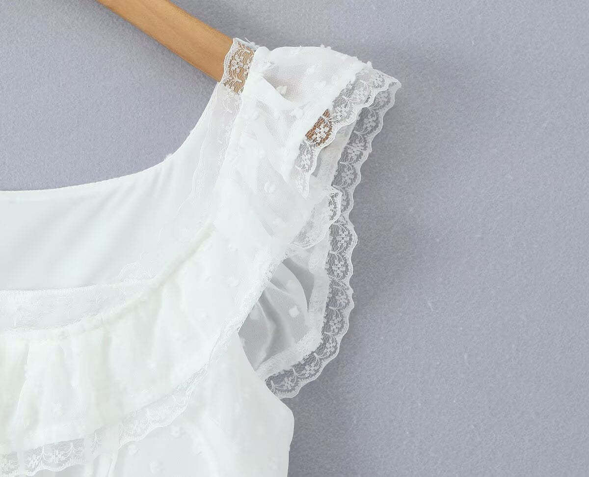 Atmosphere Lace Sleeveless Small Top Niche Lace up Waist Tight Sexy Short Sexy Shirt Vest - Wanita Store