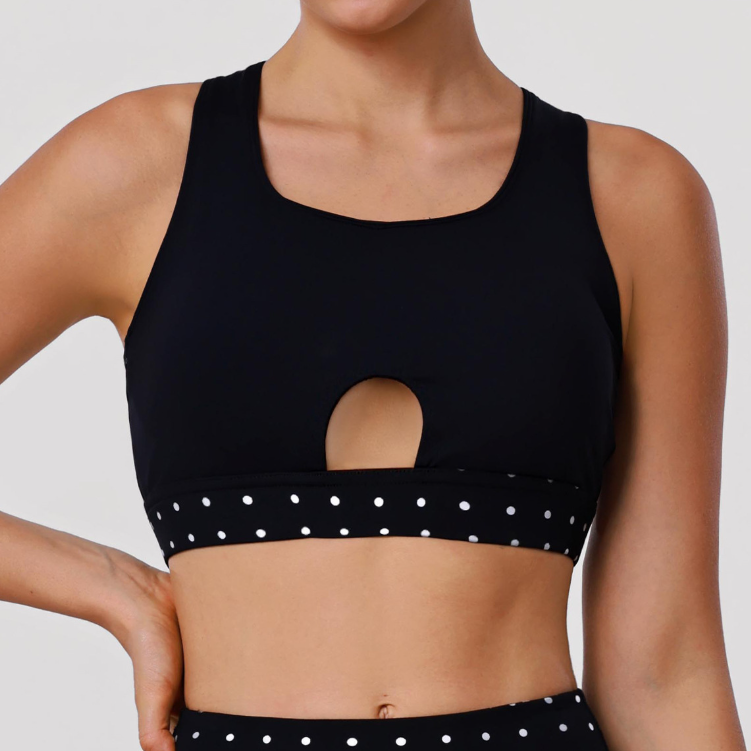 Sujetador de yoga con puntos, chaleco de malla cosido con almohadilla, espalda bonita, push up, a prueba de golpes, ropa interior deportiva para entrenamiento