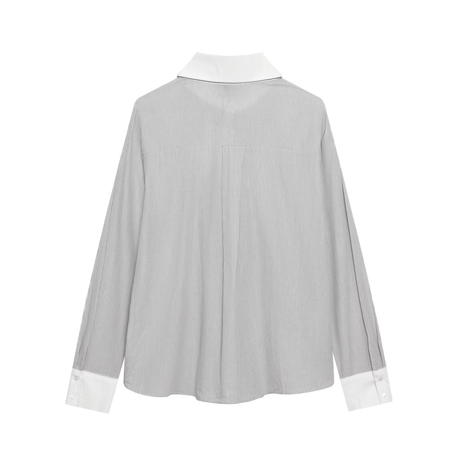 Women Clothing Western Bow Decoration Striped Stitching Shirt - Wanita Store
