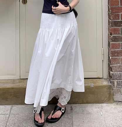 Jupe plissée Femme Taille Haute Trapèze Amincissante Élégante Élastique Drapée Jupe Longue
