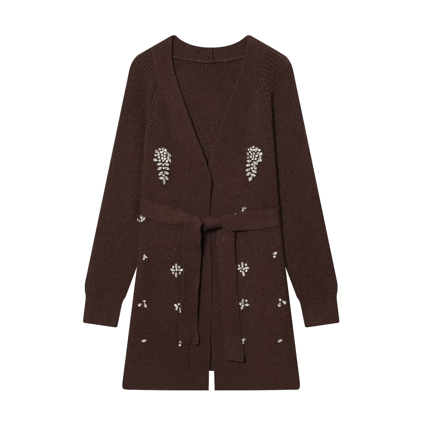 Women Autumn Winter Jewelry Bead Knitted Cardigan