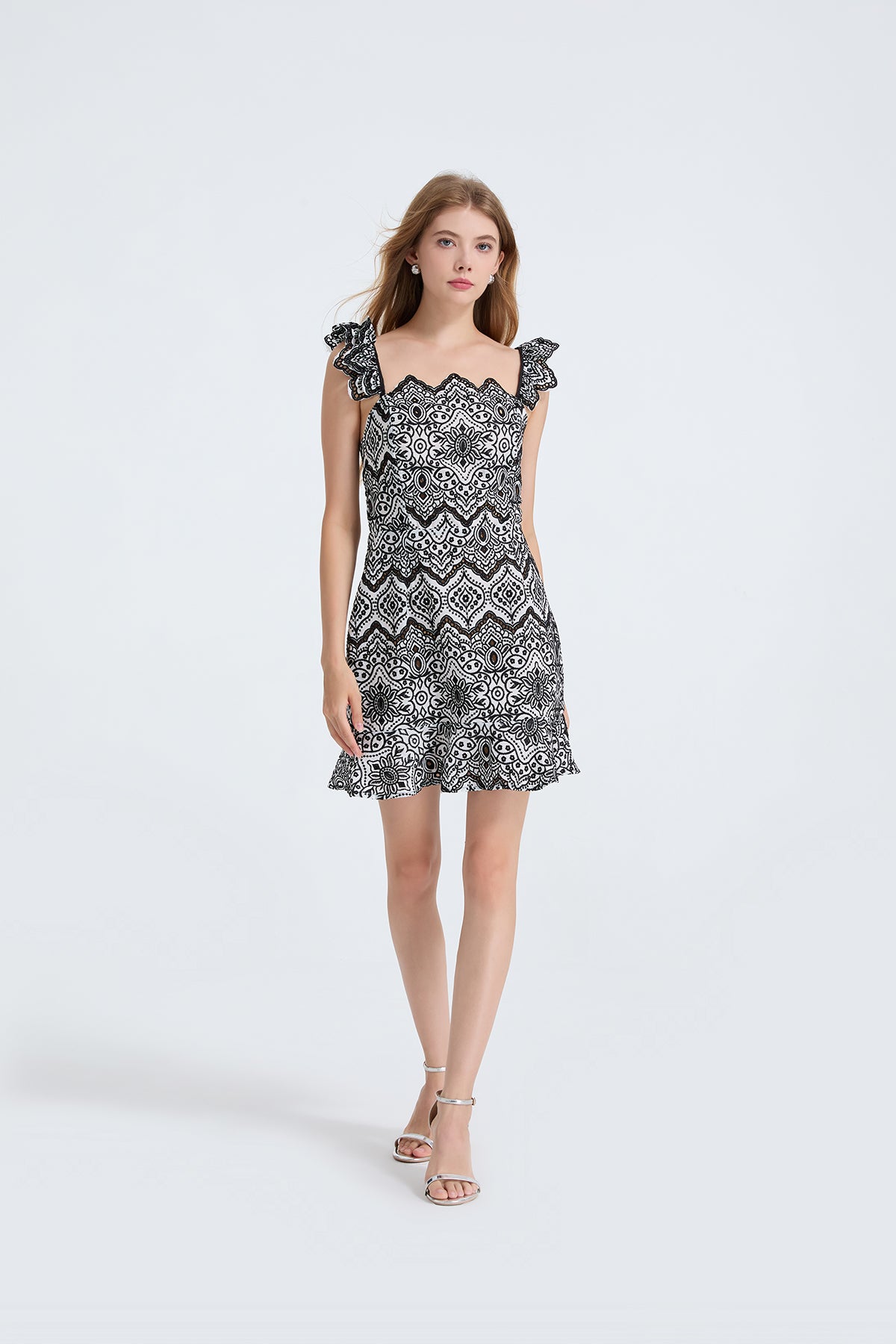 Robe d'été sans manches à imprimé et col en V pour femme