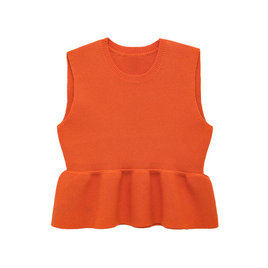Spring Women Clothing Design Cropped Short Top Hem Knitted Top