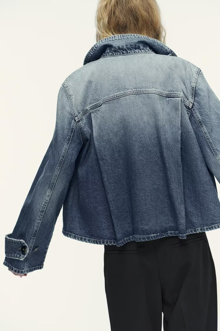 Veste en jean décontractée pour femme, col montant, collection printemps