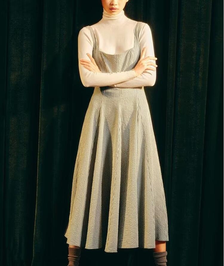 Robes Femme Robe Bandage Printemps Robe Carreaux Mi-Longue