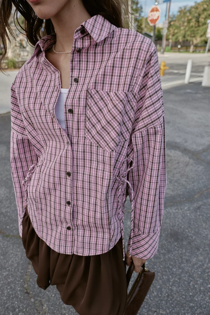 Women Clothing Idle Multiple Wear Plaid Shirt