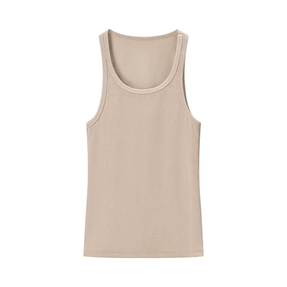 Ropa de mujer de primavera, sexy, cuello redondo, sin mangas, top de tirantes acanalado.