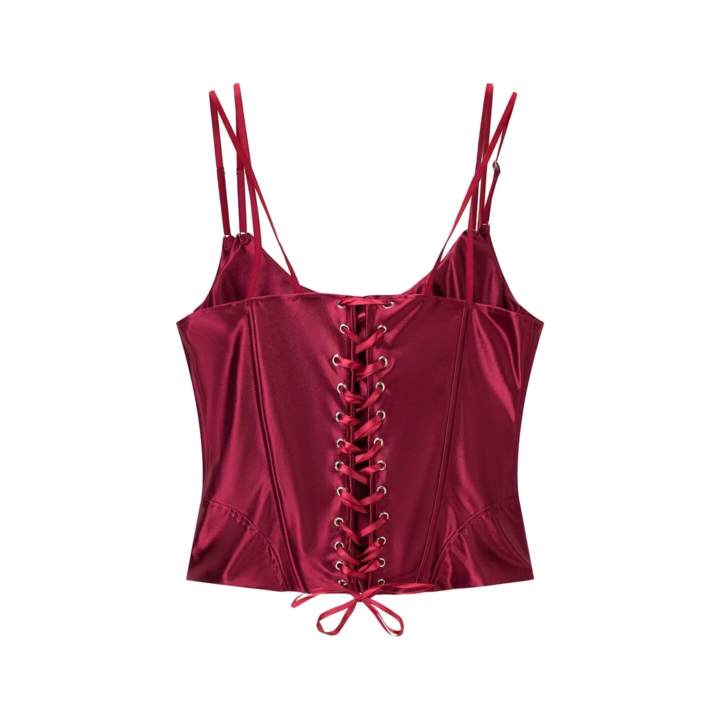 Haut caraco pour femme d'été, couleur unie, sans manches, amincissant, en satin, à fines bretelles