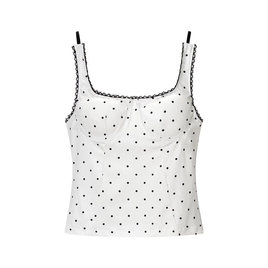 Women Clothing Summer Fashionable All Match Short Polka Dot Brace Top Women